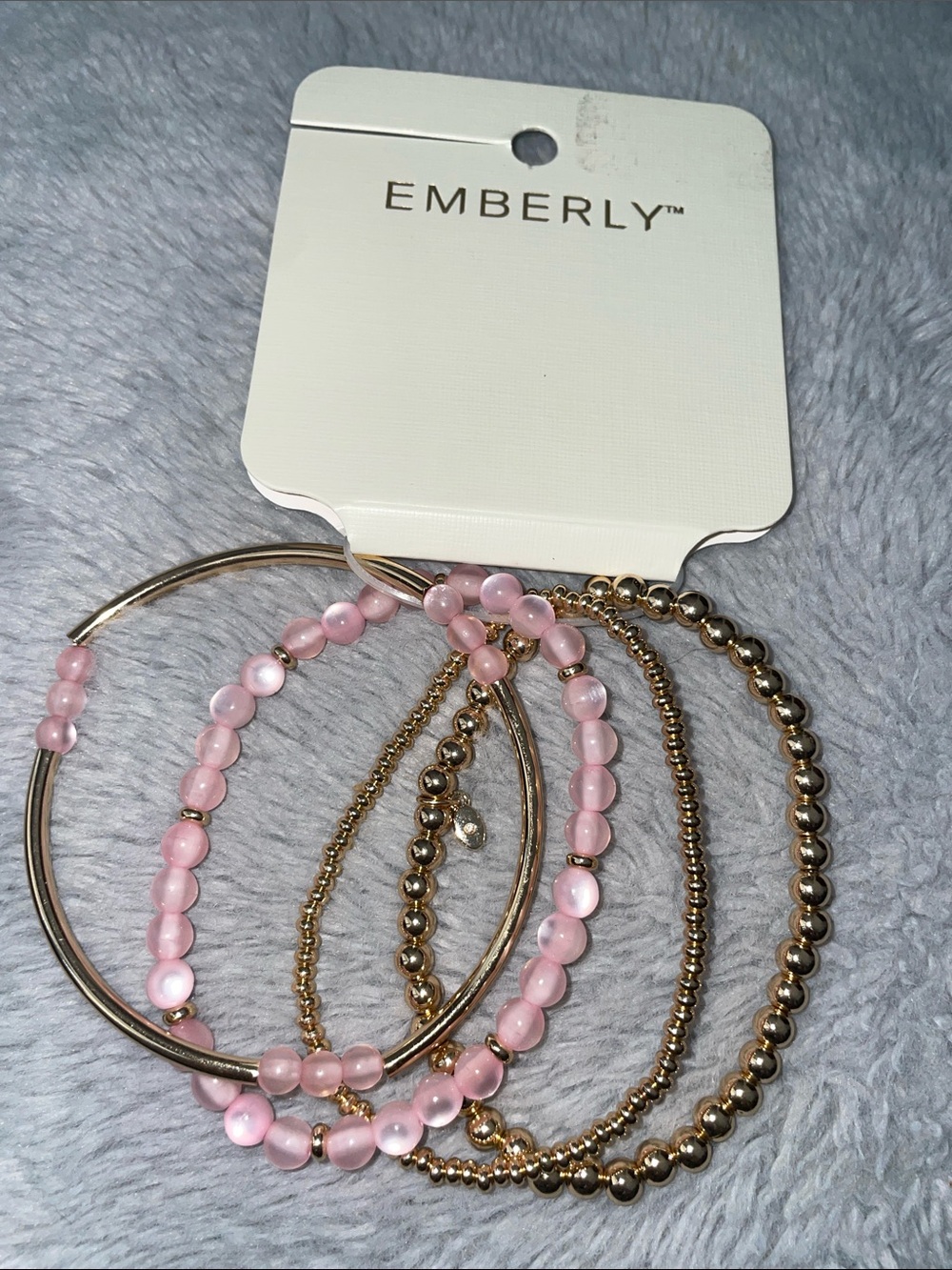 Emberly Pink and Gold Stackable Bracelet Set